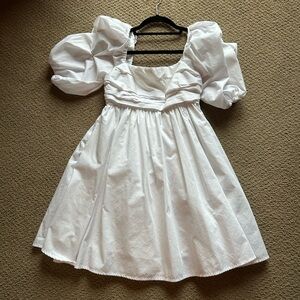 Abercrombie & Fitch Emerson Poplin Puff Sleeve Mini Dress white